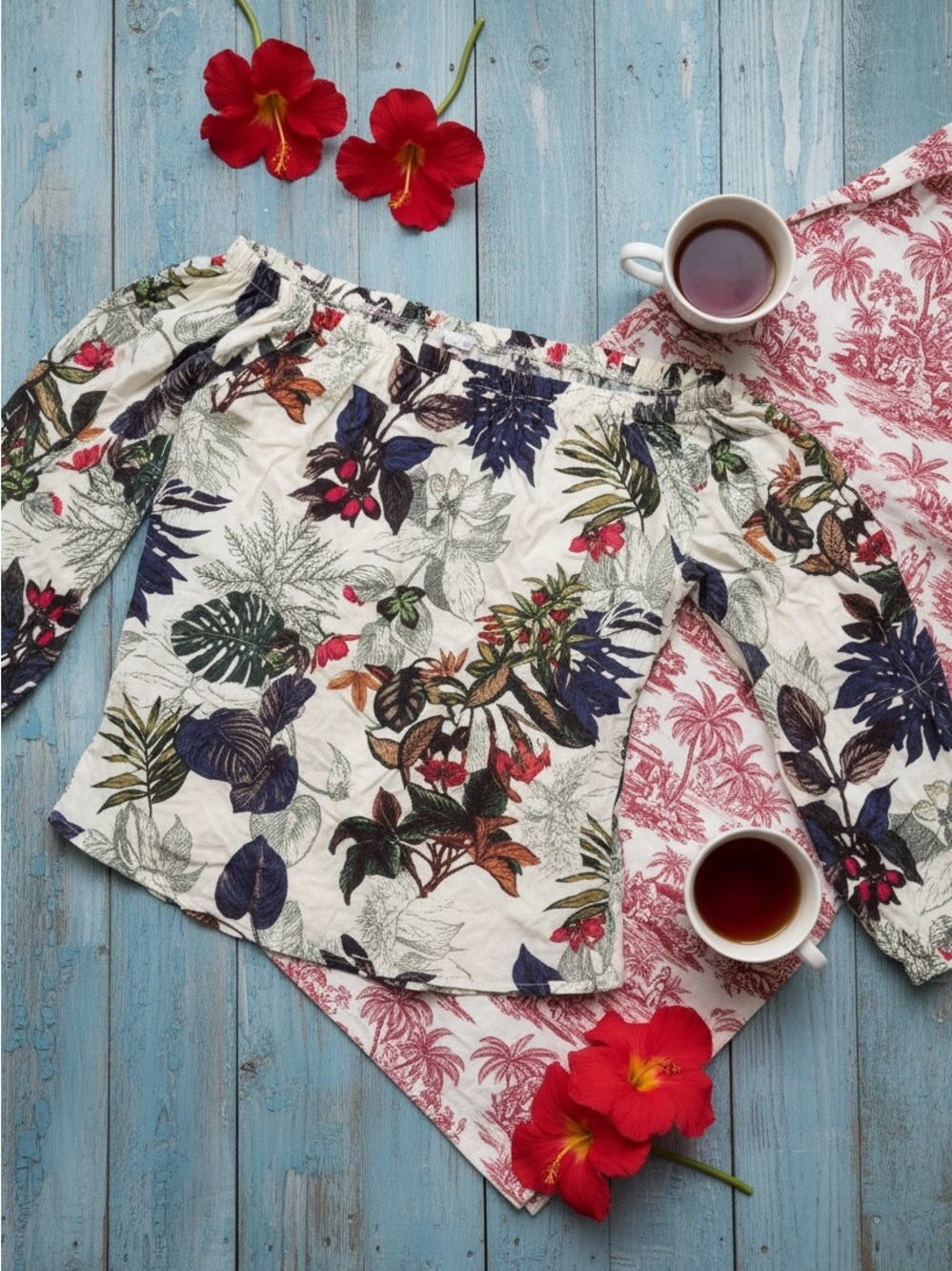 SHEIN Hawaiian tropics off shoulder top